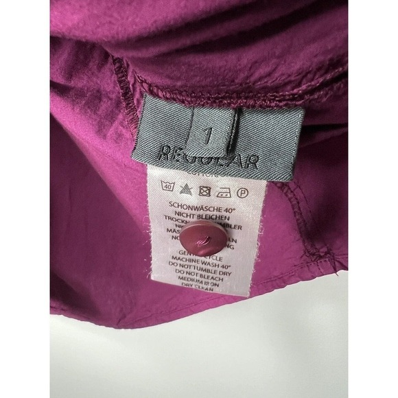 OSKA Top Womens Button Down Blouse Size 1 Small Half Tie Bow Sleeves Purple - Picture 9 of 15